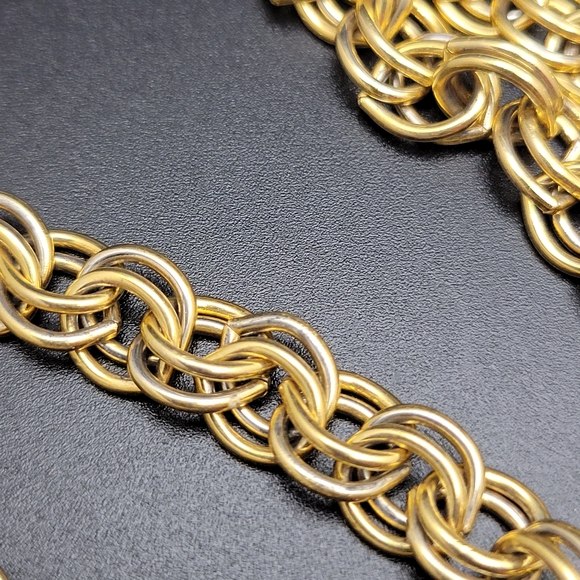 Gold Tone Women's Byzantine Chain Necklace - Elegant Link Design Heavy! - Picture 7 of 8